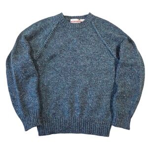 Vintage Classic Directions Women Sweater M Blue Wool Blend‎ Raglan Boho Retro